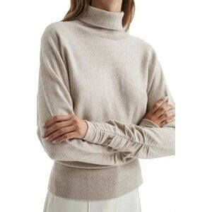 REISS ~ Frankie Ruched Sleeve Wool-Cashmere Turtleneck Sweater Size 4-6